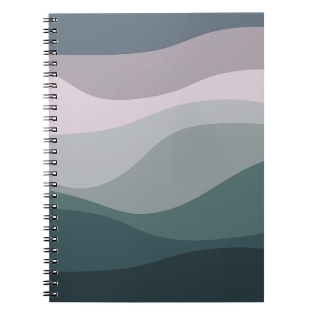 Cuaderno Decoración de ondas de estilo retro violeta y turq (Frente)