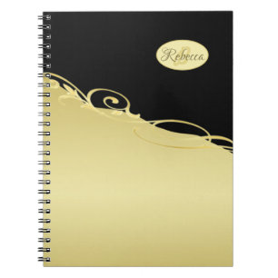 Cuaderno Decoración de oro de lujo en oro y negro, Monogram