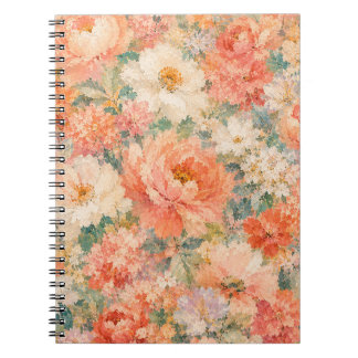 Cuaderno decoración floral Coral Melocotón Romántico Florec