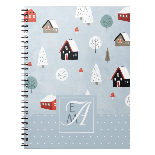 Cuaderno Decoración monogramada de Winter Woodland Scandina (Frente)