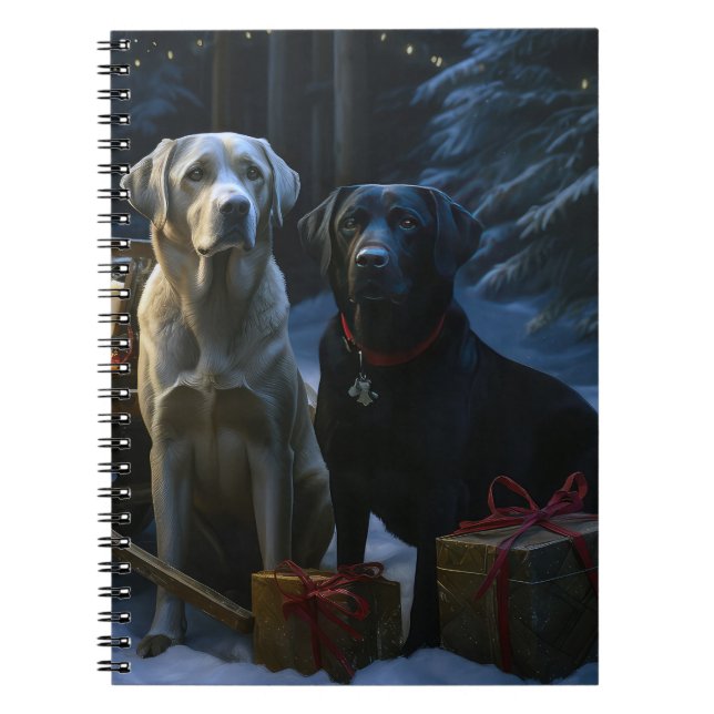 Cuaderno Decoración Navideña Trineo Nevado de Labrador (Frente)