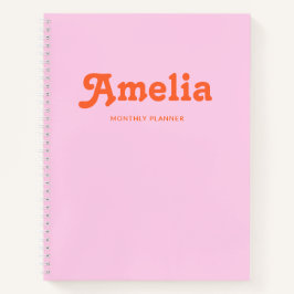 Cuaderno Decoración Retro Simple Naranja Rosa
