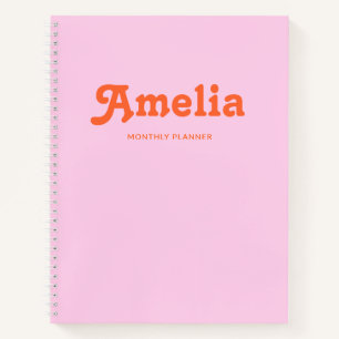 Cuaderno Decoración Retro Simple Naranja Rosa