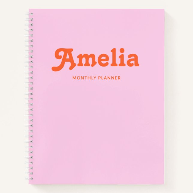 Cuaderno Decoración Retro Simple Naranja Rosa (Anverso)