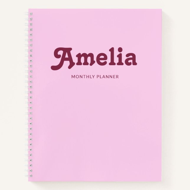 Cuaderno Decoración Retro Simple Rosa Naranja (Anverso)