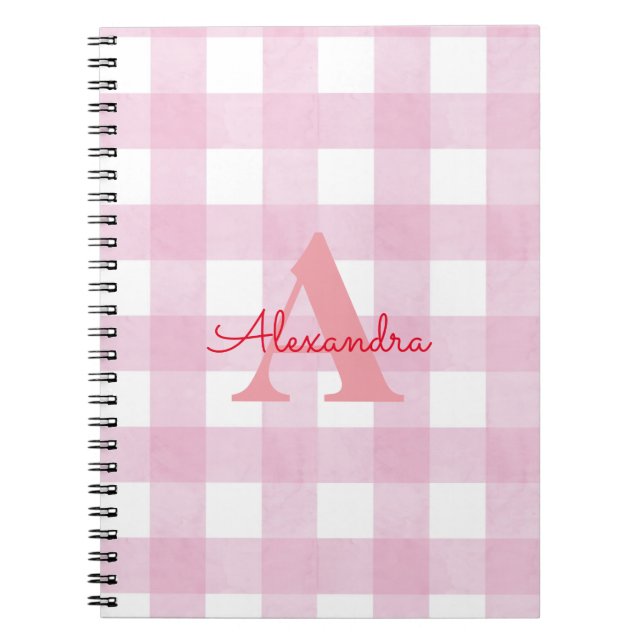 Cuaderno Decoración rosa de Gingham (Frente)