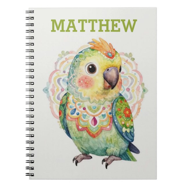 Cuaderno Decorative Folk‑Art Parrot Illustration  (Frente)