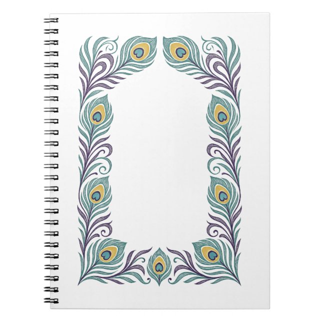 Cuaderno decorativo de pluma de pavo real (Frente)