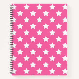 Cuaderno Decorativo del patrón de estrellas blancas rosadas