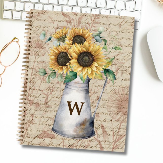Cuaderno Decoupage de Carta Vintage de Girasol Rústico con  (In situ)