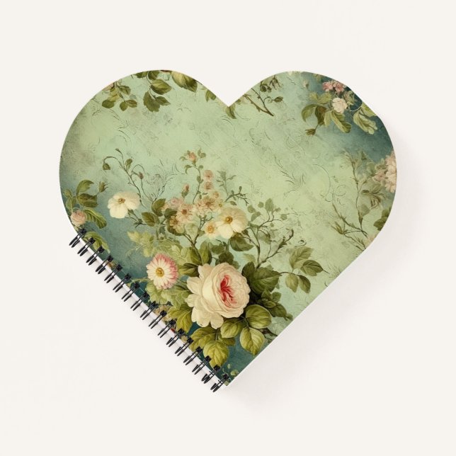 Cuaderno Decoupage de flores de rosa vintage (Anverso)