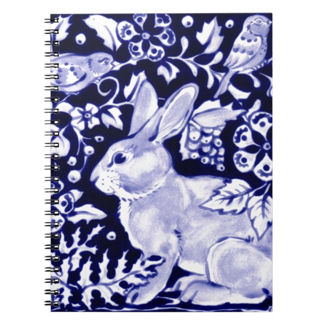 Cuaderno Dedham Blue Rabbit, diseño clásico azul y blanco (Frente)