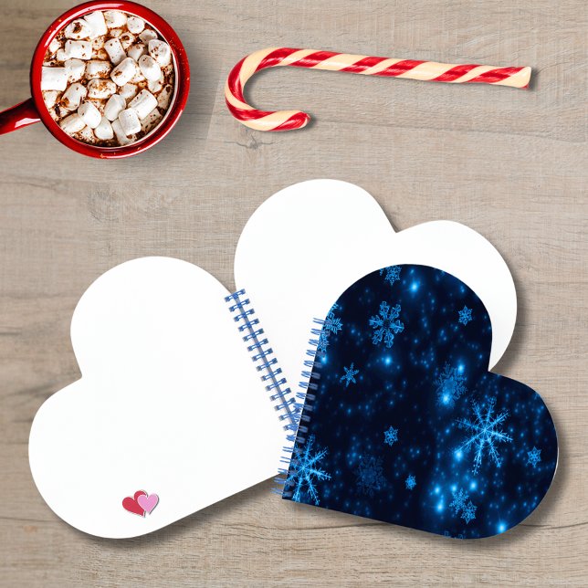 Cuaderno Deep Blue & Bright Snowflakes Hearbook (Deep Blue & Bright Snowflakes Heart Notebook)