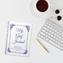 Deep Blue Rosa Cluster Border Grief Journal