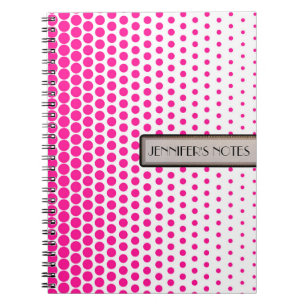Cuaderno Deep Pink Polka Dot Elegant Blanco Moderno