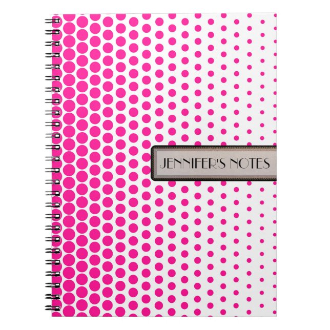 Cuaderno Deep Pink Polka Dot Elegant Blanco Moderno (Frente)