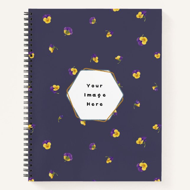 Cuaderno Deep Violet Purple Yellow Viola Floral Pattern (Anverso)