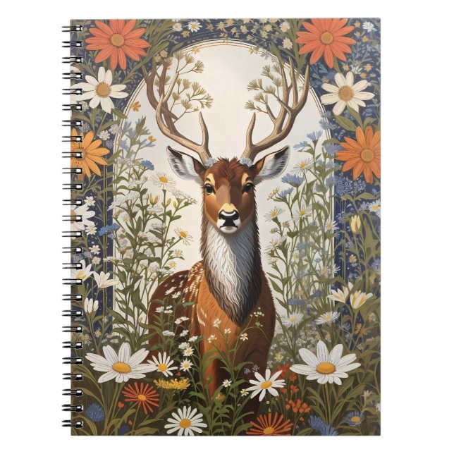 Cuaderno Deer en medio de flores de margarita (Frente)