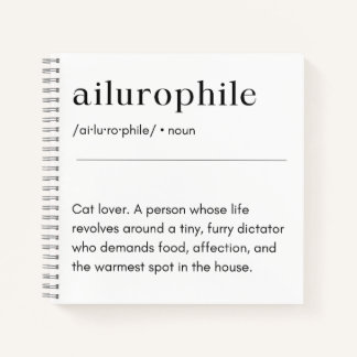 Cuaderno Definición de Ailurophile - Amante de los Gatos