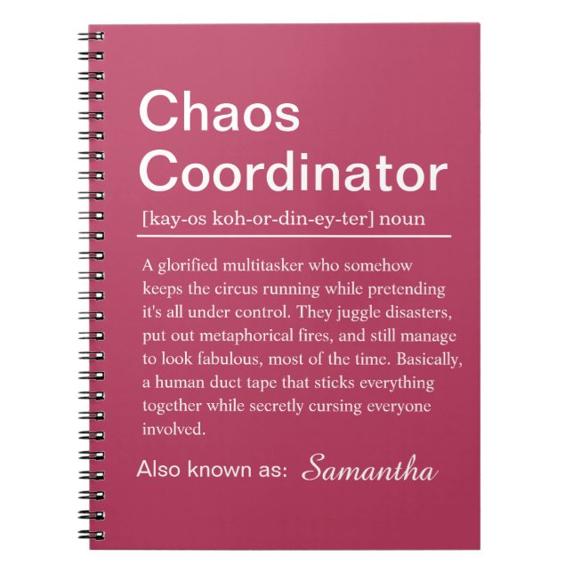 Cuaderno Definición de Coordinador de Caos Personalizado (Frente)