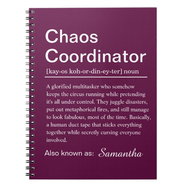 Cuaderno Definición de Coordinador de Caos Personalizado (Frente)