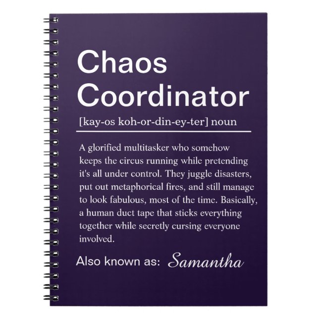 Cuaderno Definición de Coordinador de Caos Personalizado (Frente)