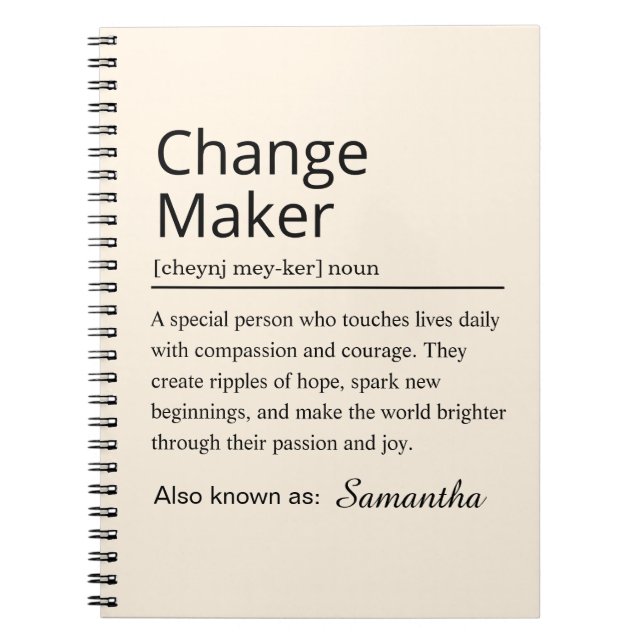 Cuaderno Definición de Creador de Cambio Personalizado (Frente)