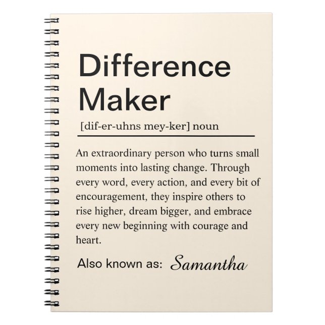 Cuaderno Definición de Creador de Diferencias Personalizada (Frente)