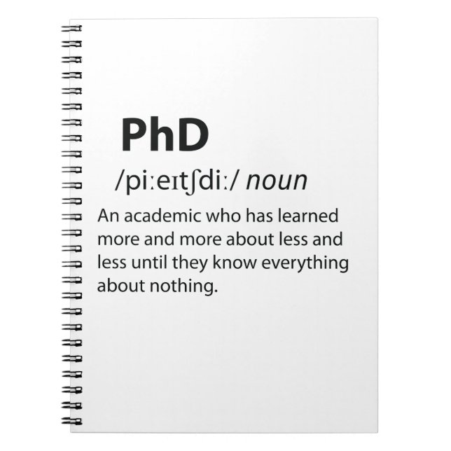 Cuaderno Definición de diccionario divertida de PhD (Frente)
