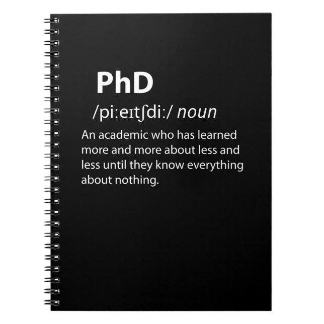 Cuaderno Definición de diccionario divertida de PhD (Frente)