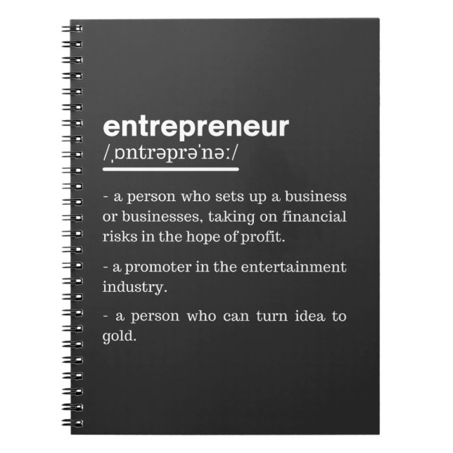 Cuaderno Definición de Emprendedor Regalo Divertido para Pr (Frente)
