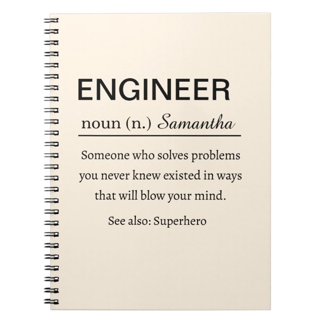 Cuaderno Definición de Ingeniero Personalizada (Frente)