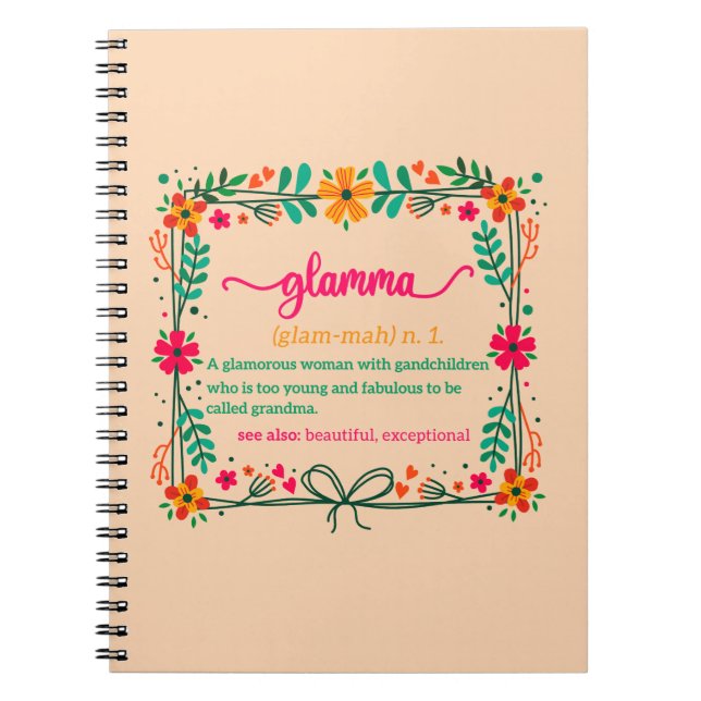 Cuaderno Definición de la abuela del marco de las flores (Frente)