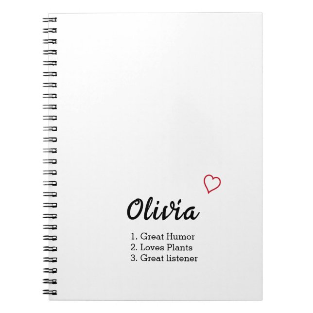 Cuaderno Definición de nombre personalizada (Frente)
