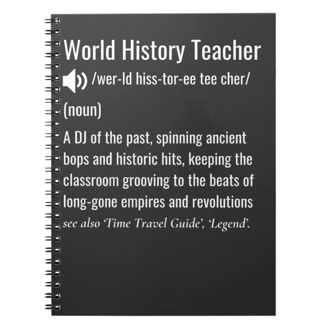 Cuaderno Definición de profesor de historia mundial (Frente)