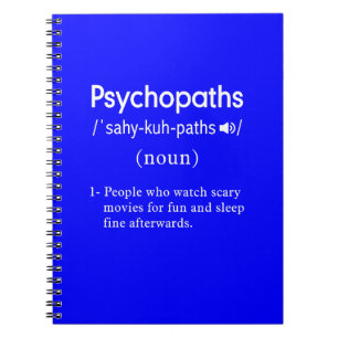 Cuaderno definición de psicópatas divertidas azul