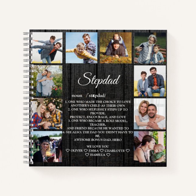 Cuaderno Definición de Stepdad con Personalizado 10 Foto y  (Anverso)