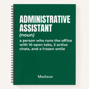 Cuaderno Definición divertida de asistente administrativo (