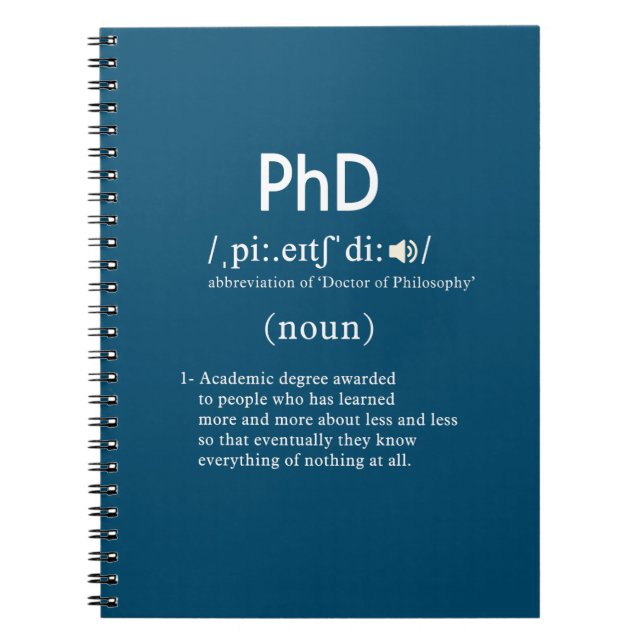 Cuaderno definición divertida de phd (Frente)