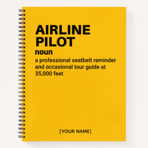 Cuaderno Definición divertida de piloto de aerolíneas para 