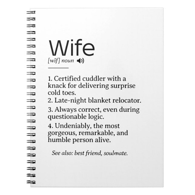 Cuaderno Definición divertida y sentida de la esposa (Frente)