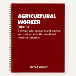 Cuaderno Definición divertidísima de trabajador agrícola