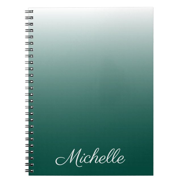 Cuaderno Degradado oscuro personalizado verde (Frente)