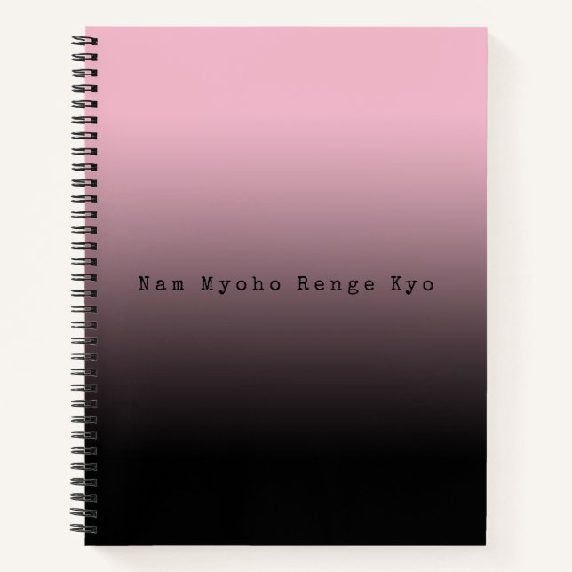 Cuaderno Degradado rosa Nam Myoho Renge Kyo Mantra Negro (Anverso)