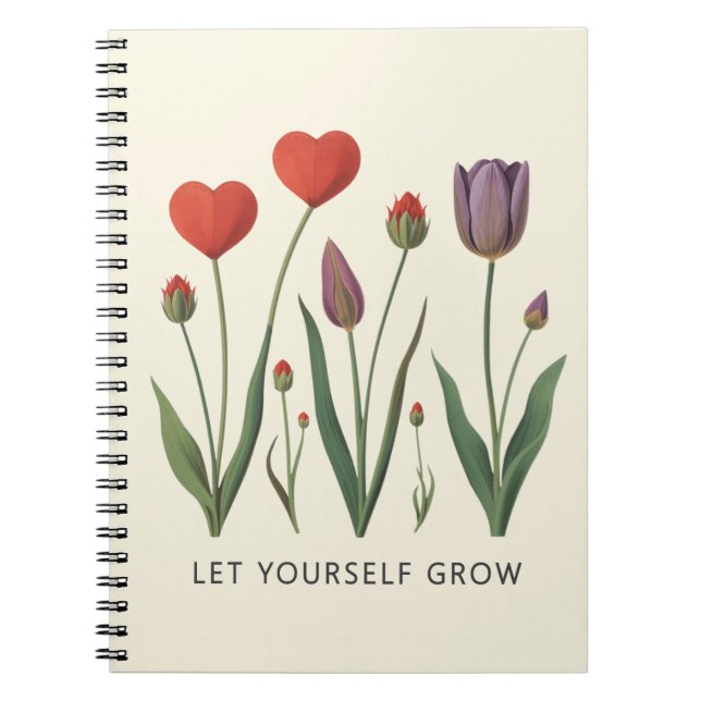 Cuaderno Deja que tu corazón floral de tulipanes crezca Art (Frente)