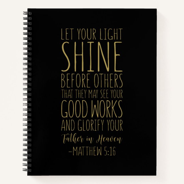 Cuaderno Deja Que Tu Luz Brille Antes Que Los Demás, Mateo  (Anverso)