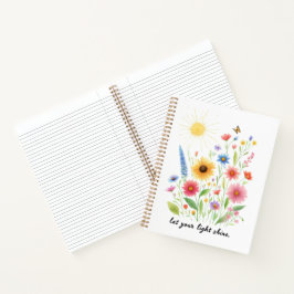 Cuaderno Deja que tu luz brille flores y sol