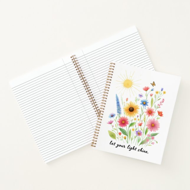 Cuaderno Deja que tu luz brille flores y sol (Interior)