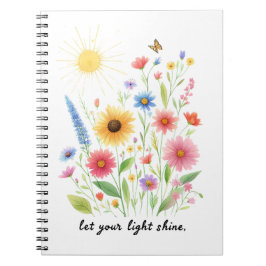 Cuaderno Deja que tu luz brille flores y sol