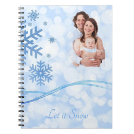 Cuaderno Dejar que nieve azul espiral foto portátil